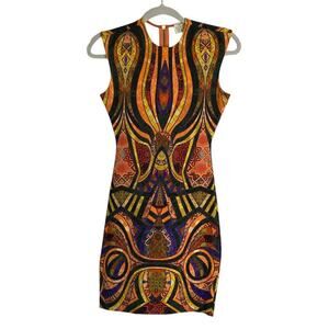 Torn By RONNY KOBO Morgan Dress in Gold Multi Tribal Size Extra Small Bodycon